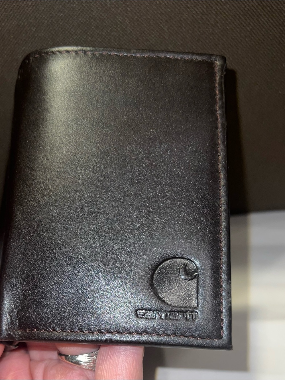 Carhartt Brown Leather Trifold Wallet Men’s ID Window Card Holder